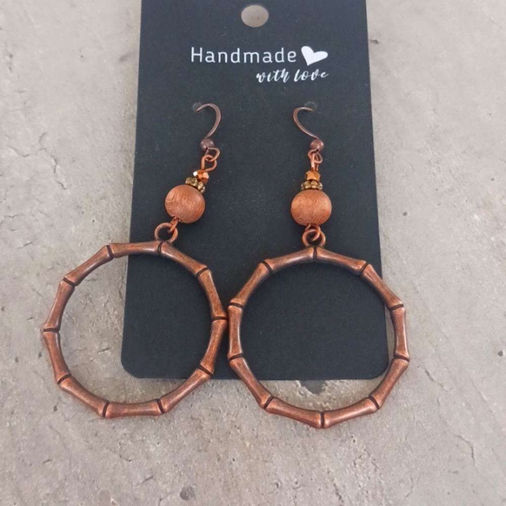 Metal, copper colored earrings